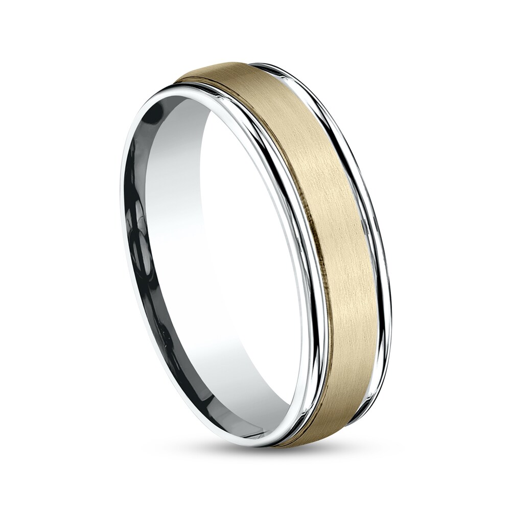 Satin Wedding Band 10K Two-Tone Gold 6mm l7r5BSP7