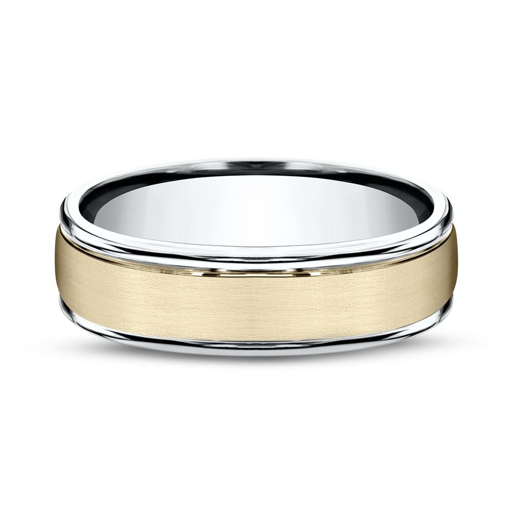 Satin Wedding Band 10K Two-Tone Gold 6mm l7r5BSP7