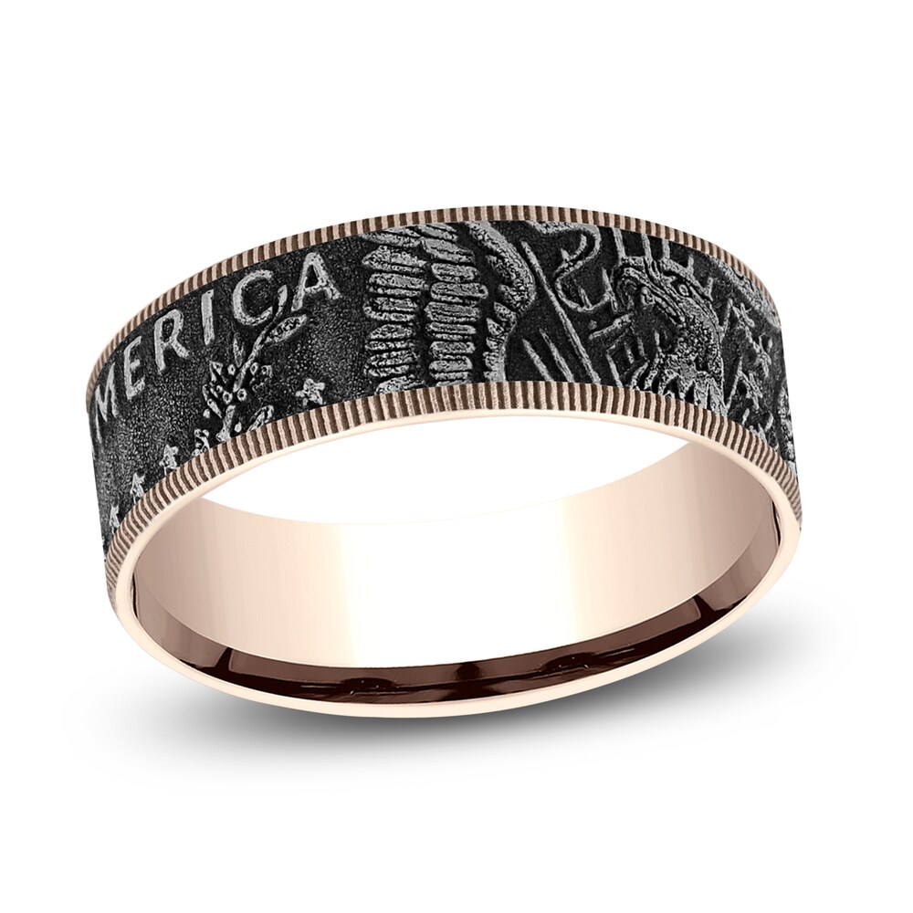 Coin Wedding Band Tantalum/14K Rose Gold 7.5mm l9CB8cJP