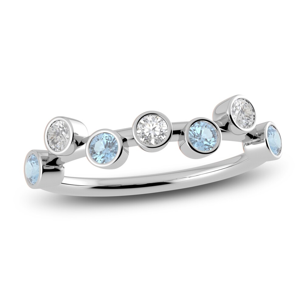 Juliette Maison Natural White Sapphire & Natural Aquamarine Ring 10K White Gold lEEE1wtV