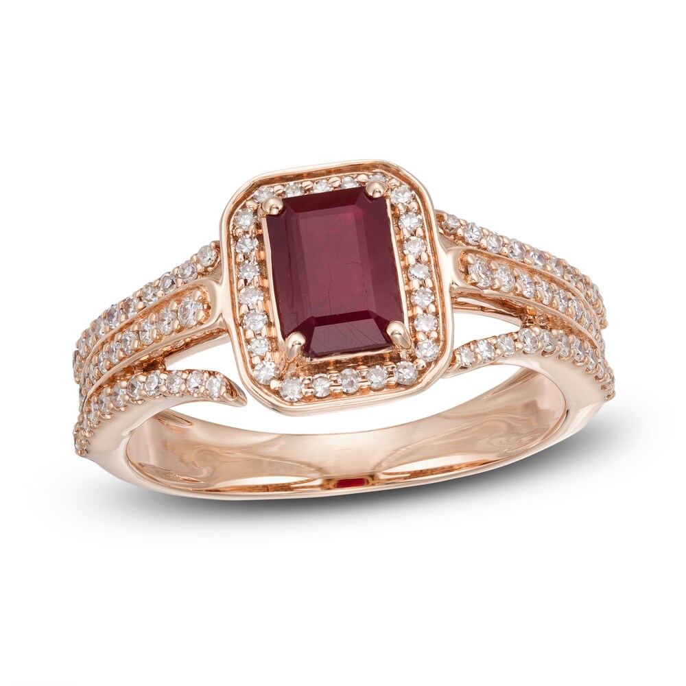 LALI Jewels Natural Ruby Ring 3/8 ct tw Diamonds 14K Rose Gold lERf2r22