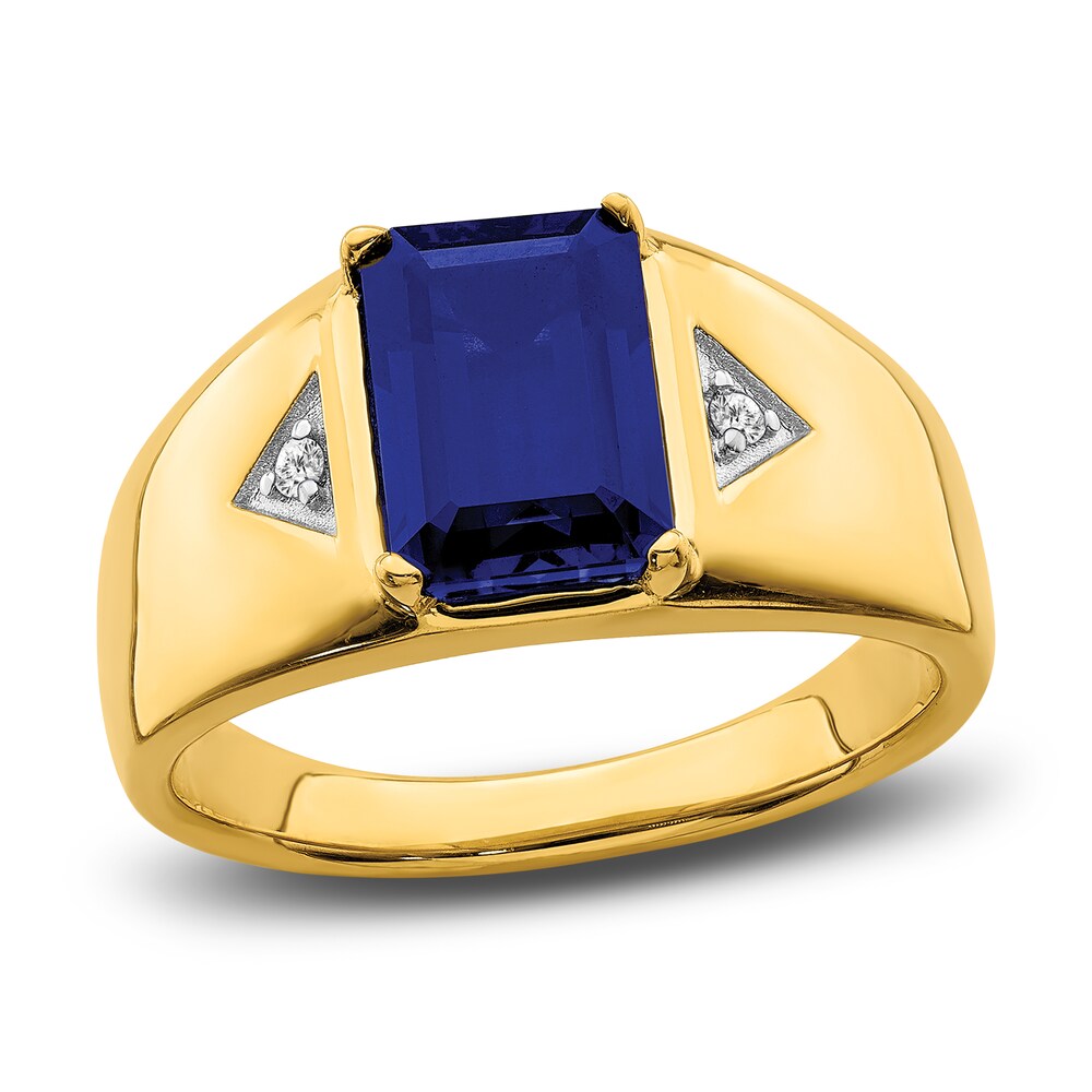 Men's Lab-Created Blue Sapphire Ring 1/20 ct tw Round 14K Yellow Gold lMl9vcyR