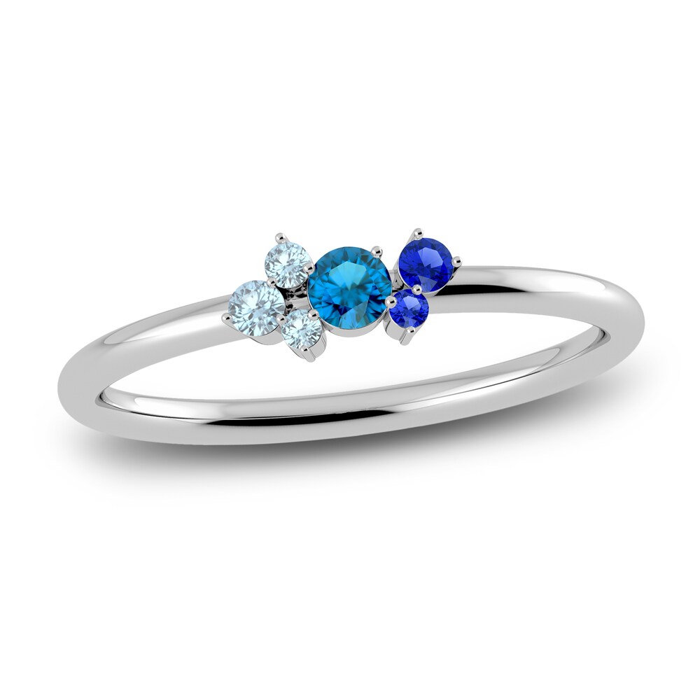 Juliette Maison Natural Aquamarine, Blue Zircon. Blue Sapphire Constellation Ring 10K White Gold lWl6VkaM