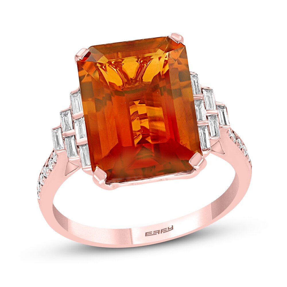 Effy Natural Citrine Ring 1/5 ct tw Diamonds 14K Rose Gold lXrBw9QP