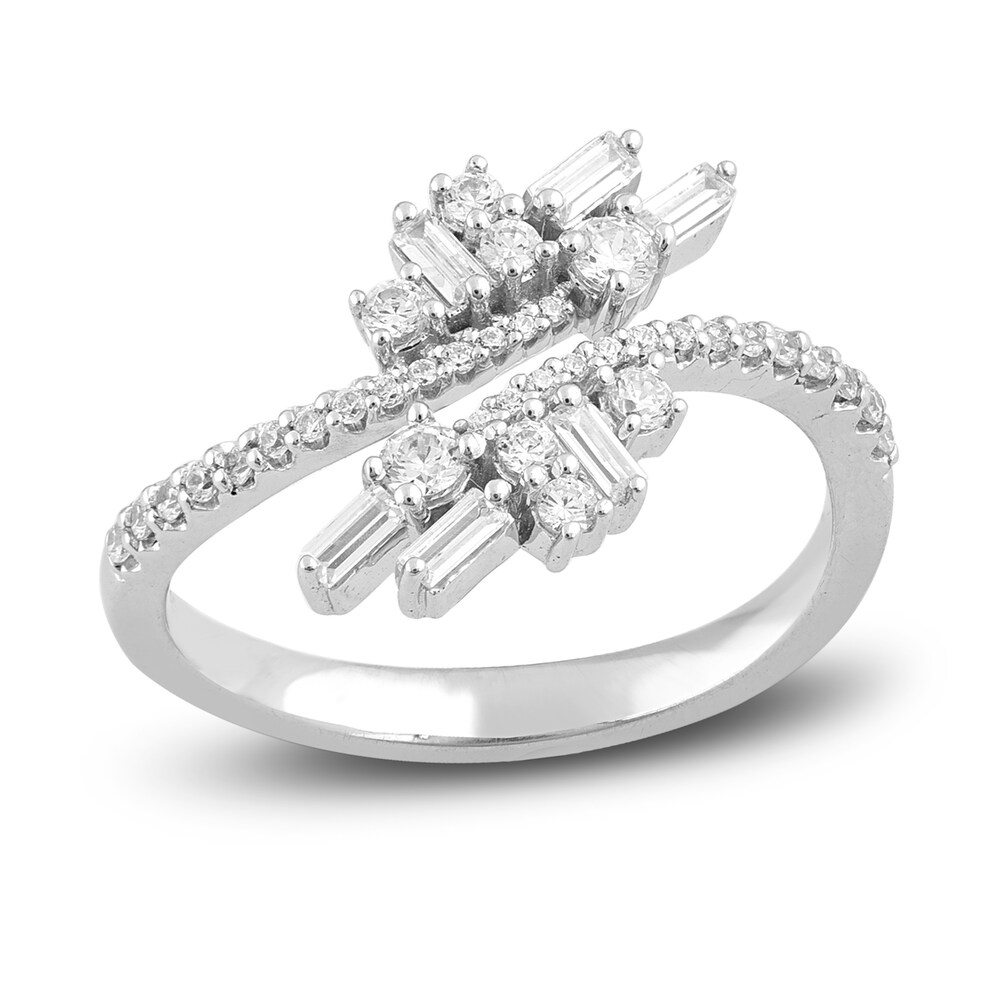 Diamond Ring 1/2 ct tw Round/Baguette 14K White Gold/Rhodium lghzACdL [lghzACdL]
