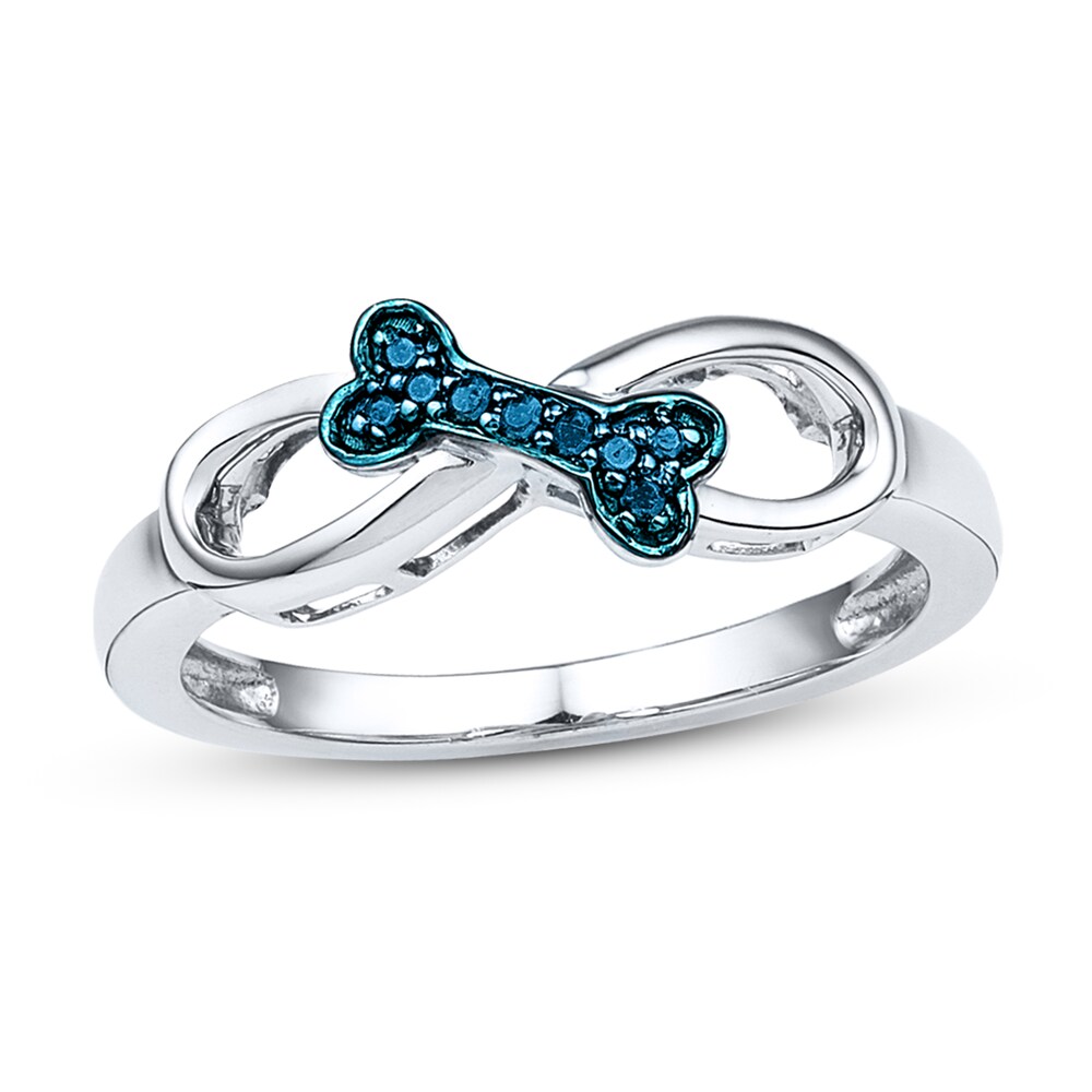 Bone Infinity Ring 1/20 ct tw Blue Diamonds Sterling Silver lhPXAuuL