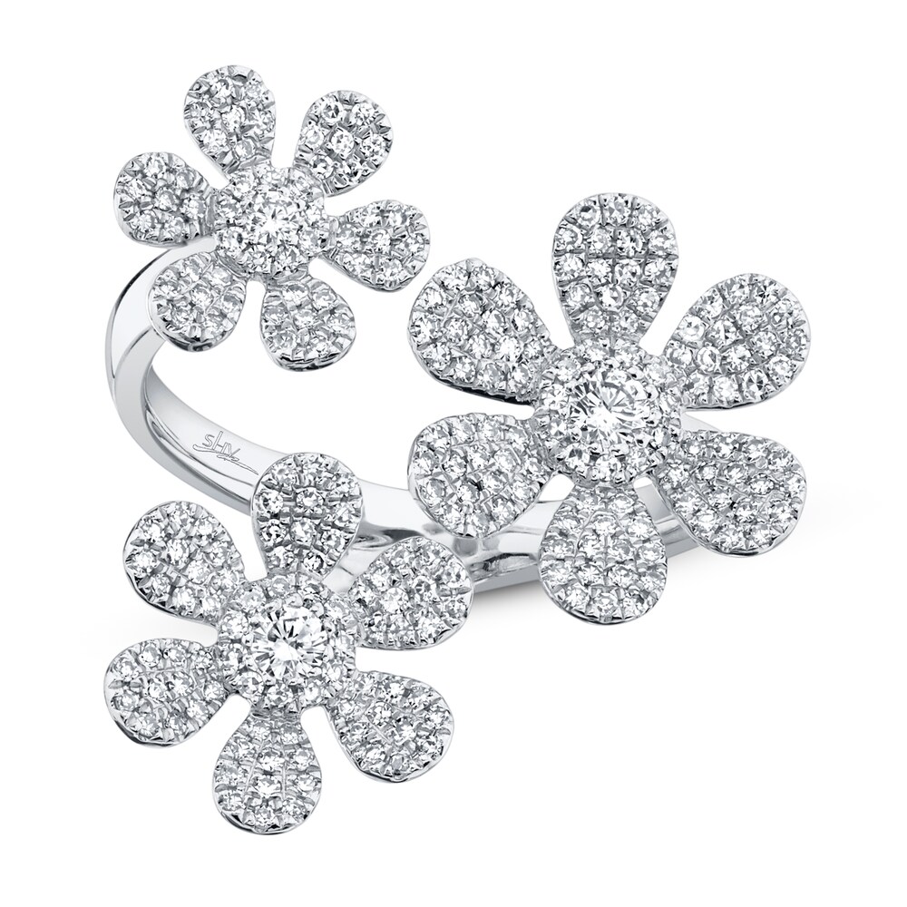 Shy Creation Diamond Flower Ring 5/8 ct tw 14K White Gold SC55007205 lxDvaYDO