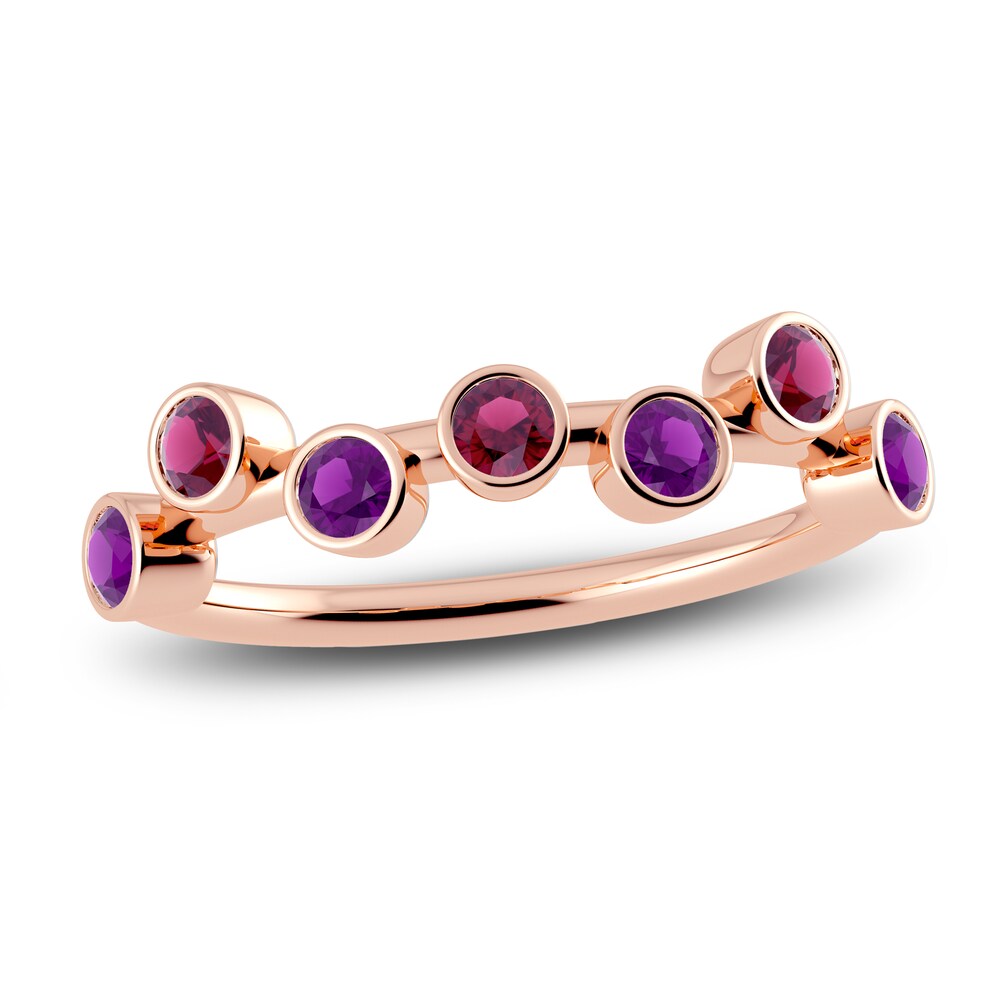 Juliette Maison Natural Amethyst & Natural Rhodolite Garnet Ring 10K Rose Gold lxeLcJ90