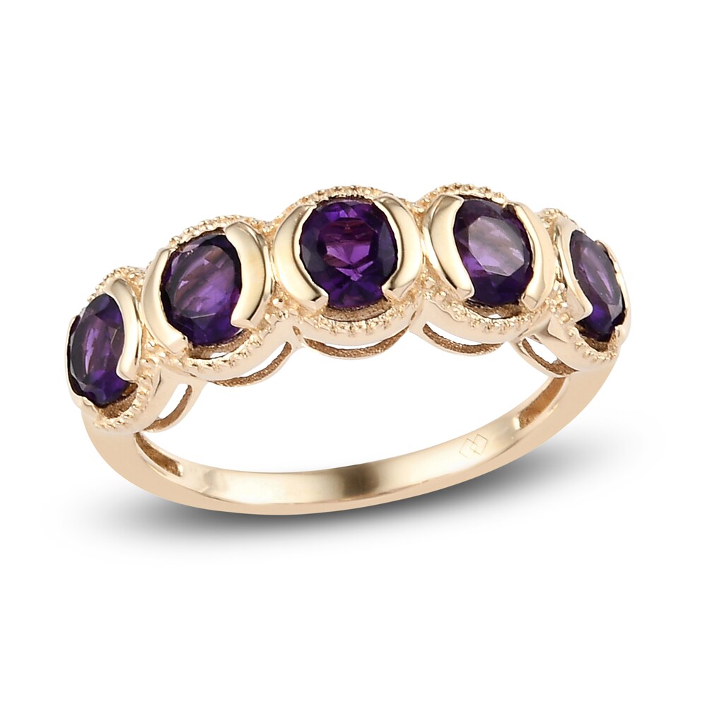 Natural African Amethyst Anniversary Ring 14K Yellow Gold lzVgEplv