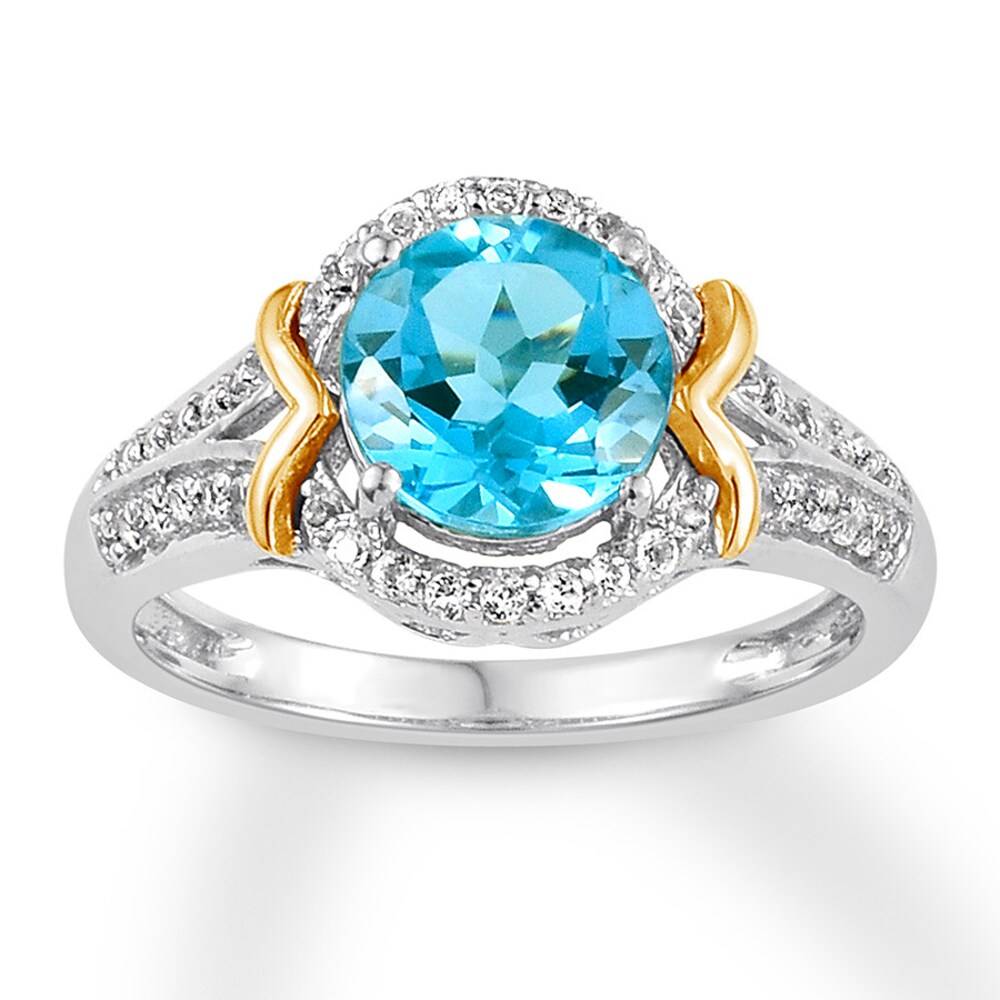 Blue Topaz Ring White Topaz Sterling Silver/10K Gold m6HanHrW