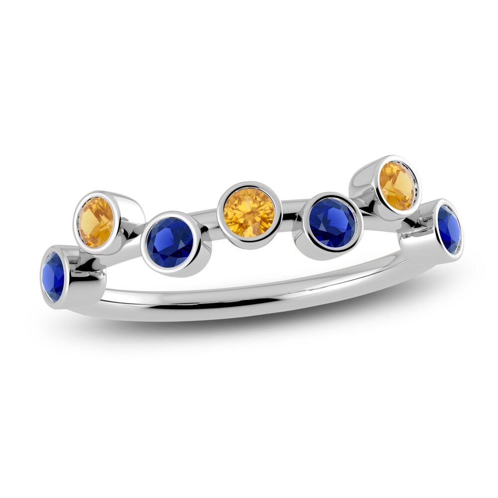 Juliette Maison Natural Blue Sapphire & Natural Citrine Ring 10K White Gold mA0RBAg3