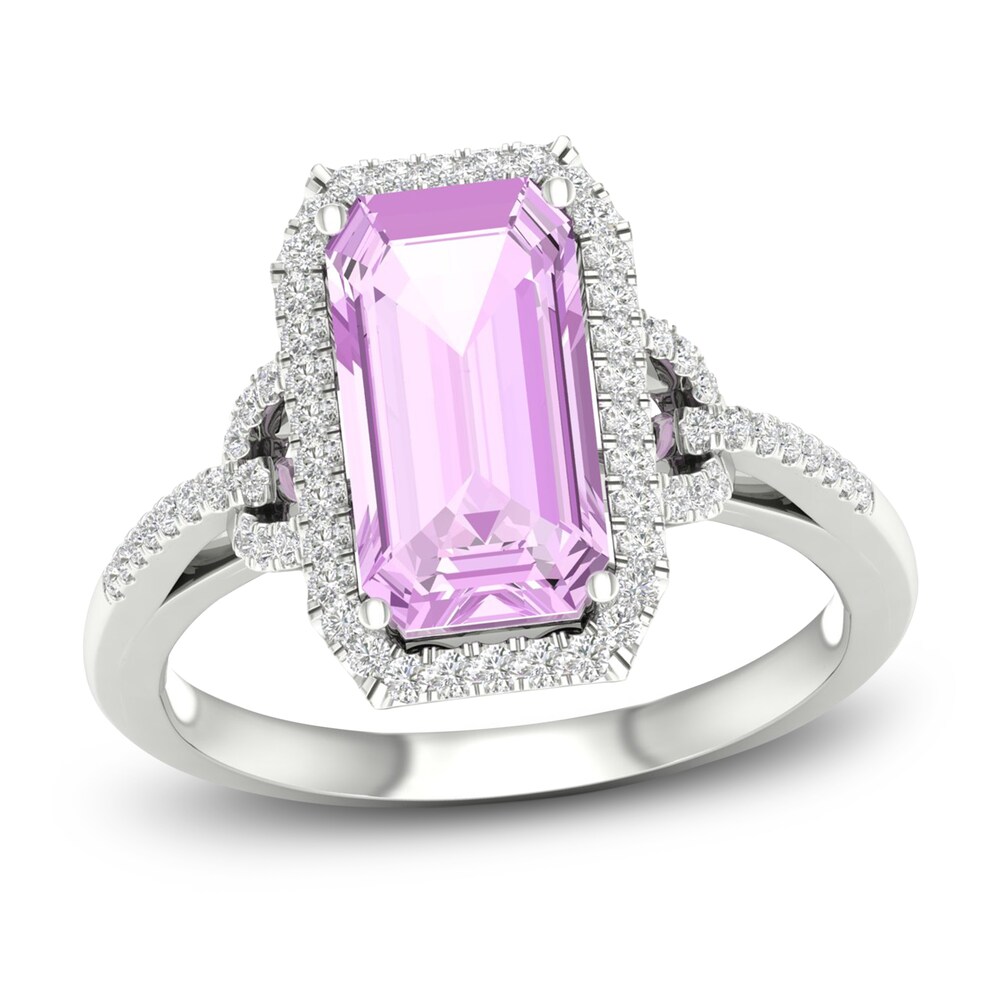 Natural Light Amethyst Ring 1/5 ct tw Diamonds 10K White Gold mD0QoFqd