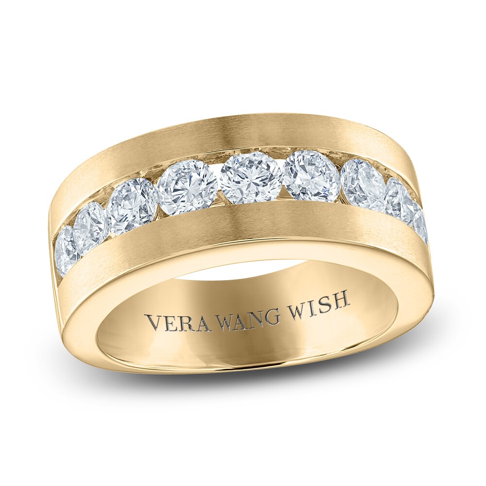 Vera Wang WISH Men\'s Lab-Created Diamond Ring 2 ct tw Round 14K Yellow Gold mO2Ftvnf