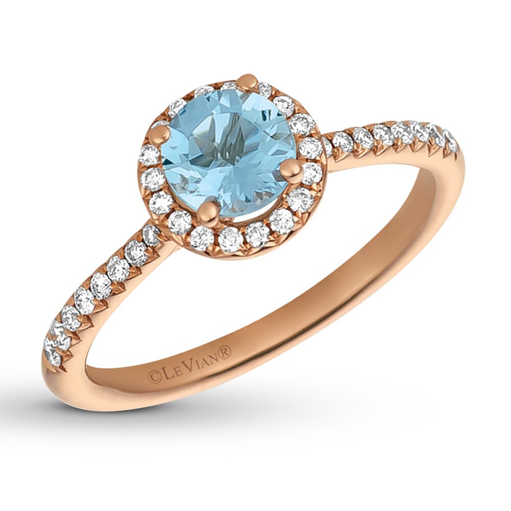 Le Vian Aquamarine Ring 1/5 ct tw Diamonds 14K Strawberry Gold mOcTs9TS