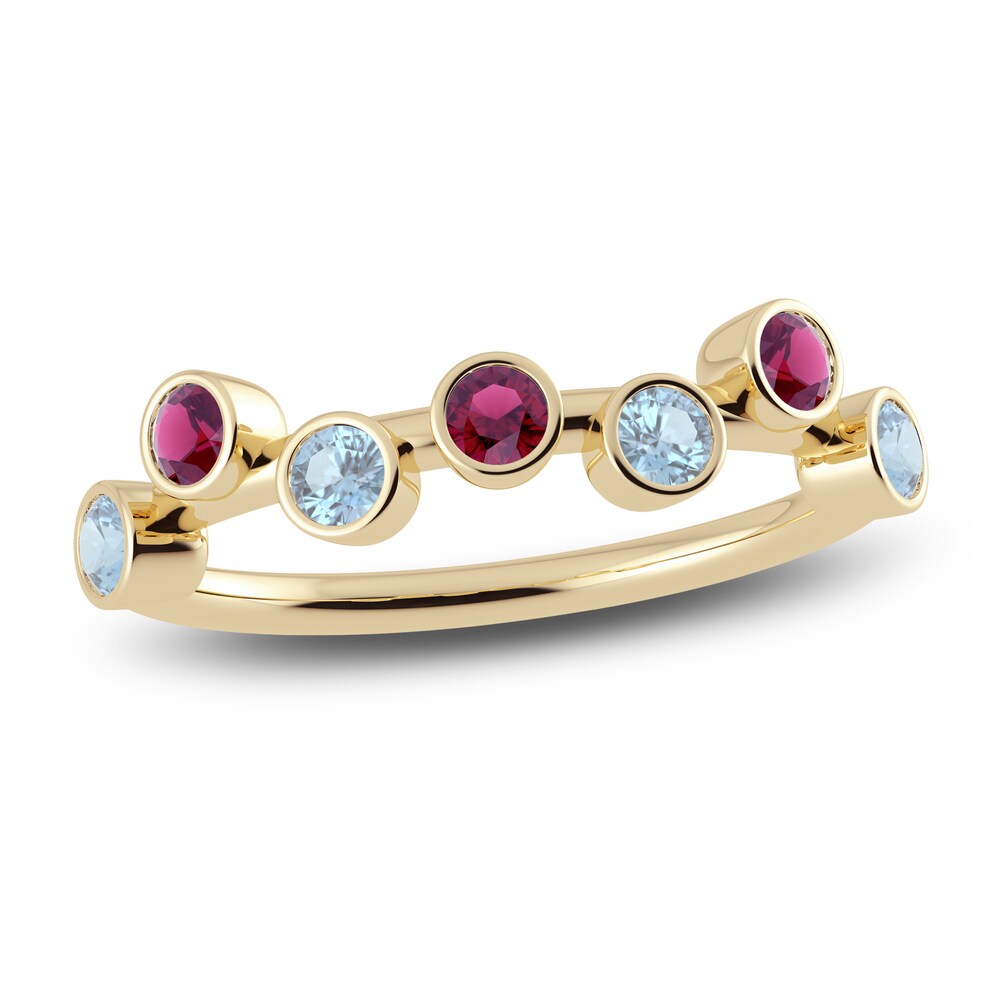 Juliette Maison Natural Aquamarine & Natural Rhodolite Garnet Ring 10K Yellow Gold mVeEBDhp