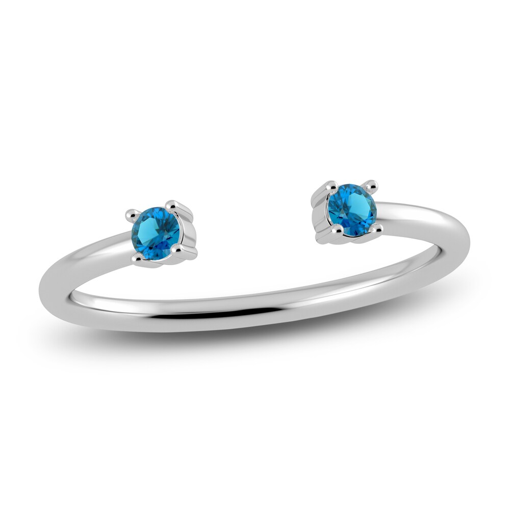 Juliette Maison Natural Blue Zircon Cuff Ring 10K White Gold mYvNyARY