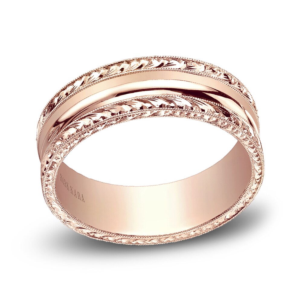 Kirk Kara Men\'s Detailed Wedding Band 14K Rose Gold mkZn1yZV