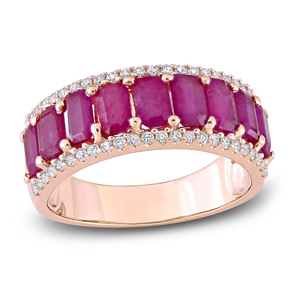 Natural Ruby Anniversary Ring 1/3 ct tw Round 14K Rose Gold mlk8jRYN