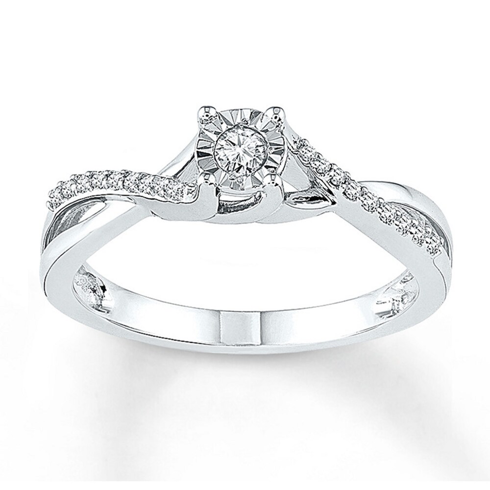 Diamond Promise Ring 1/6 ct tw Round-cut 10K White Gold mpj3PlEm