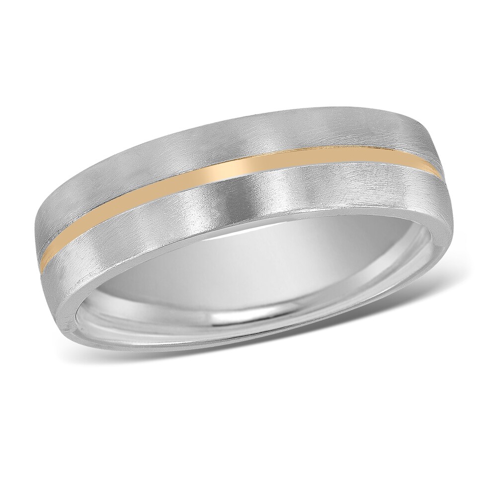 Men's Wedding Band 14K Two-Tone Gold 6mm mtaS4ZKH