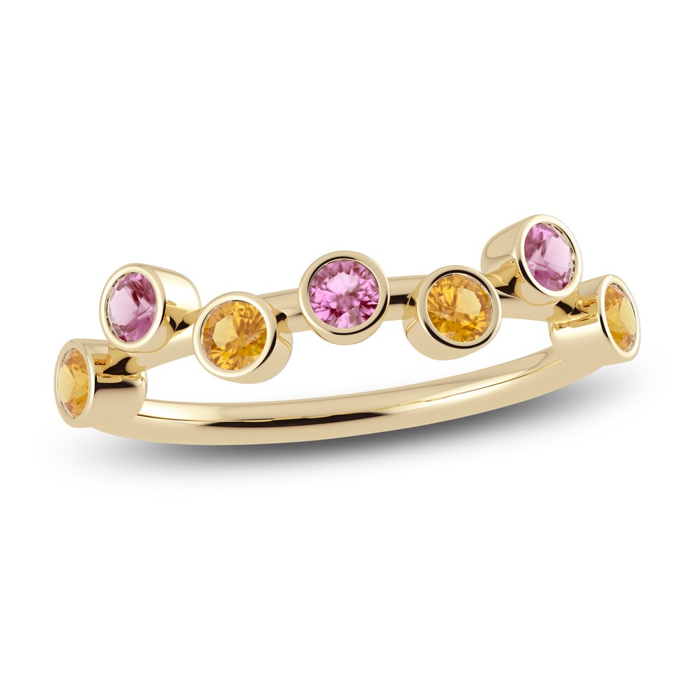 Juliette Maison Natural Pink Tourmaline & Natural Citrine Ring 10K Yellow Gold mtwUgNfj