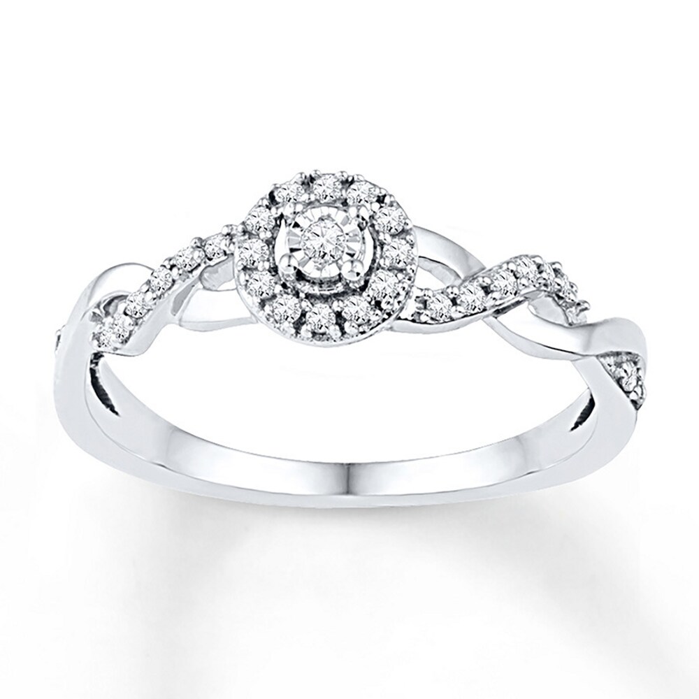 Diamond Promise Ring 1/6 ct tw Round-cut 10K White Gold mvmI91wb