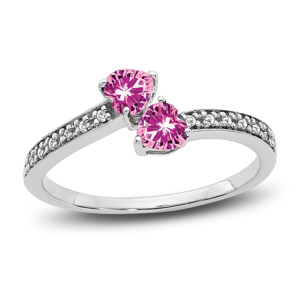 Lab-Created Pink Sapphire Ring 1/15 ct tw Diamonds 14K White Gold mvucTMGU