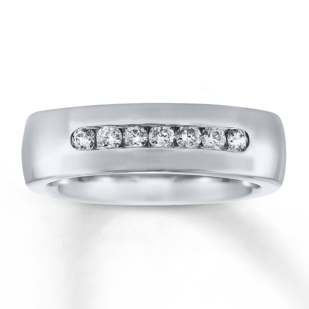 6mm Wedding Band 1/3 ct tw Diamonds 14K White Gold nEoBNYR3