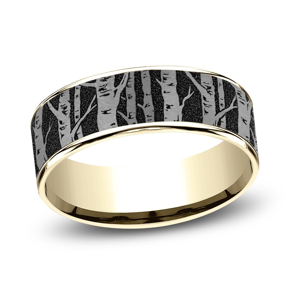 Men's Birch Wedding Band Titanium/14K Yellow Gold 7.5mm nJUmqp95