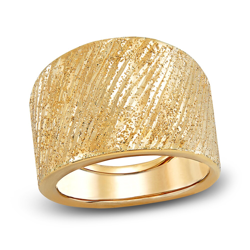 Italia D'Oro Groove Speckle Ring 14K Yellow Gold 15.0mm nJjz78as