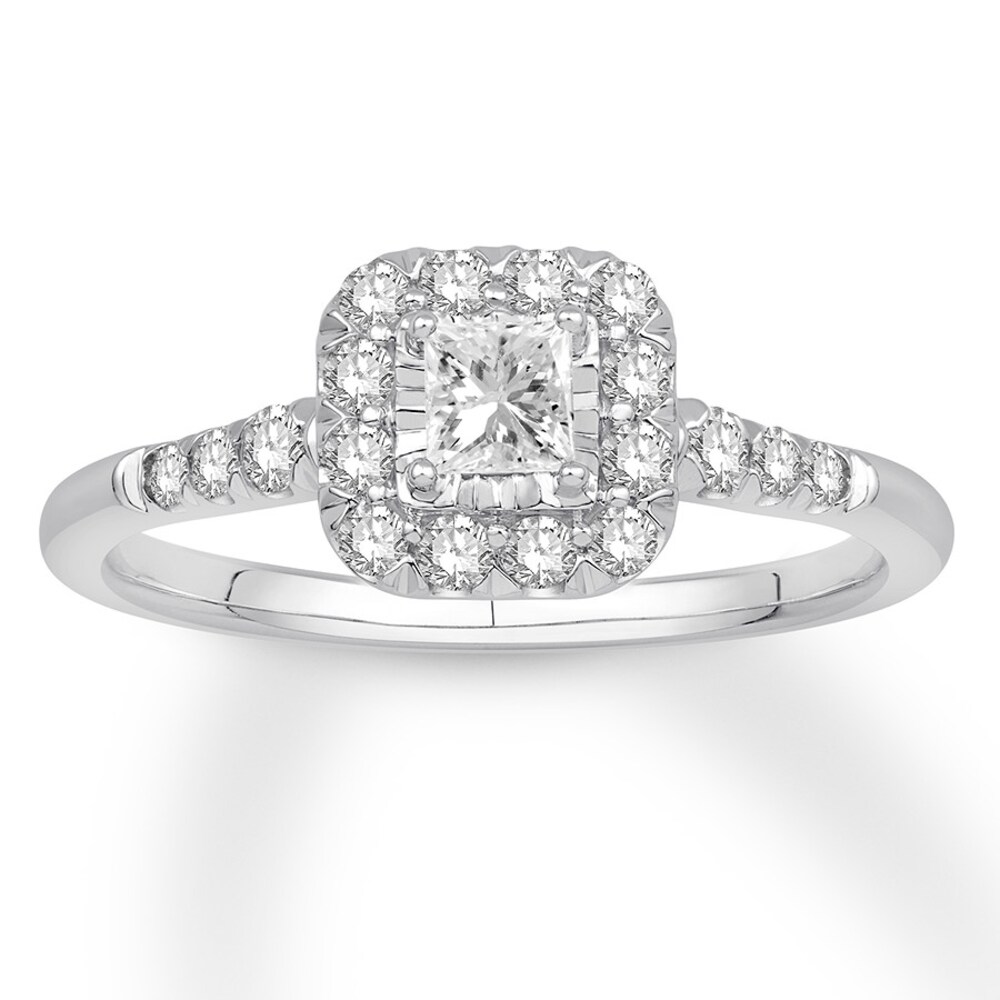 Diamond Promise Ring 1/2 ct tw Princess/Round 10K White Gold nJoUBryz