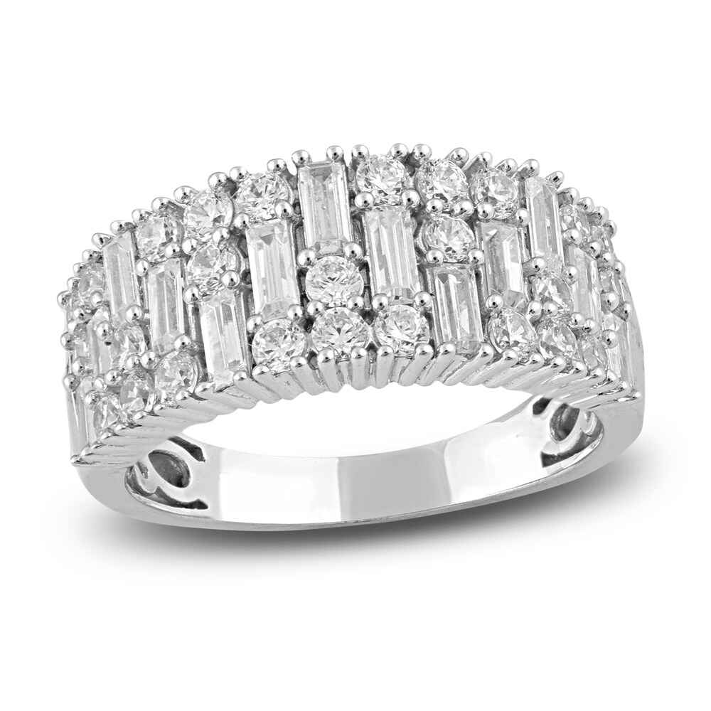 Diamond Anniversary Band 1-1/2 ct tw Round/Baguette 14K White Gold nRaVts4o