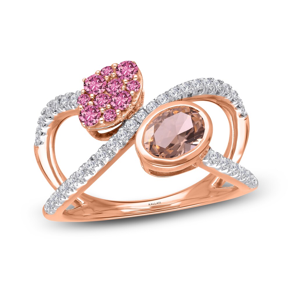 Kallati Natural Pink Sapphire & Natural Morganite Ring 3/8 ct tw Diamonds 14K Rose Gold nRtz9KyF