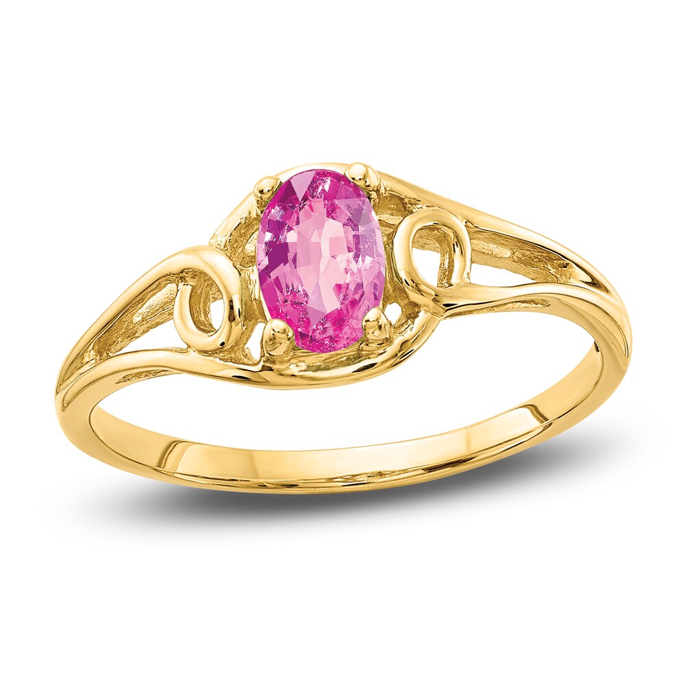 Natural Pink Sapphire Oval Ring 14K Yellow Gold naXEeYSX