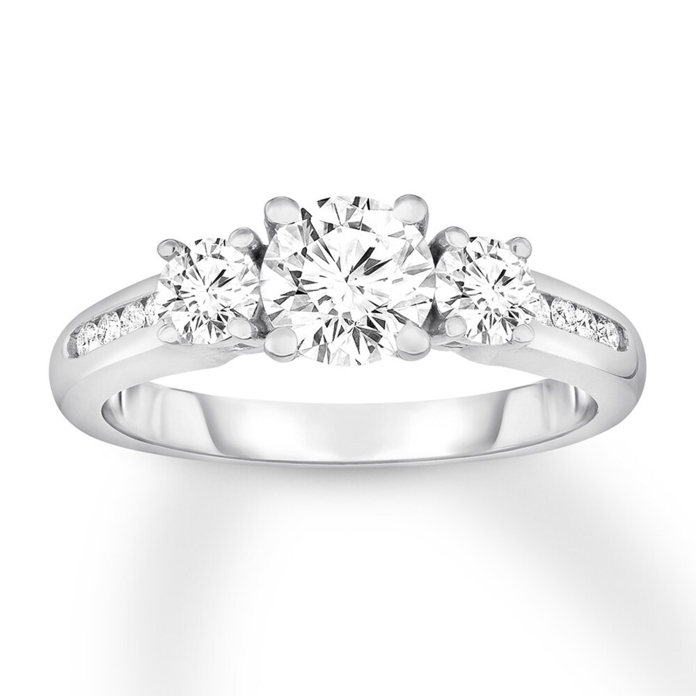 Three-Stone Diamond Ring 1-1/6 ct tw Round-cut 14K White Gold ndBBOYrj