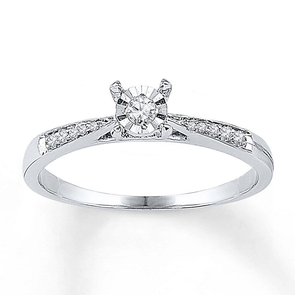 Diamond Promise Ring 1/10 ct tw Round-cut 10K White Gold nuUUF5KU