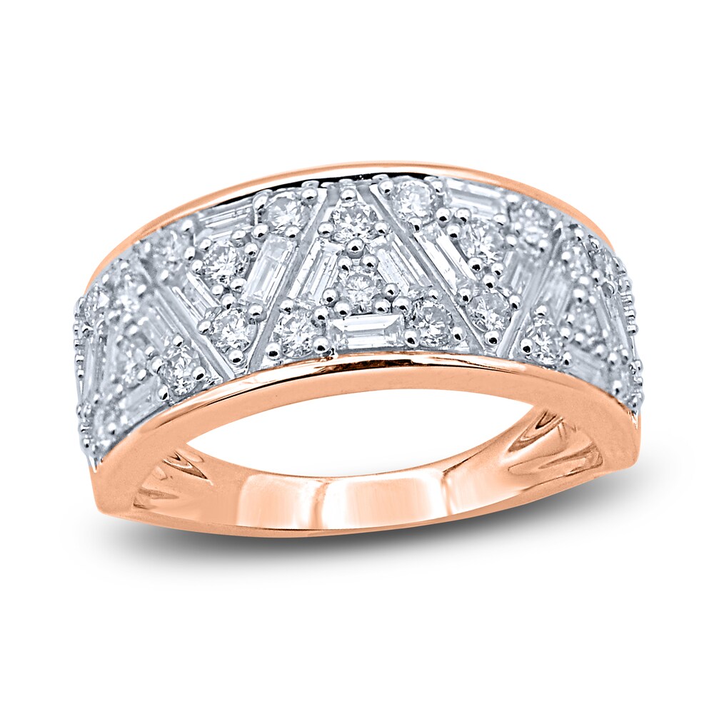 Diamond Anniversary Band 1 ct tw Round/Baguette 14K Rose Gold nxmEOuuM