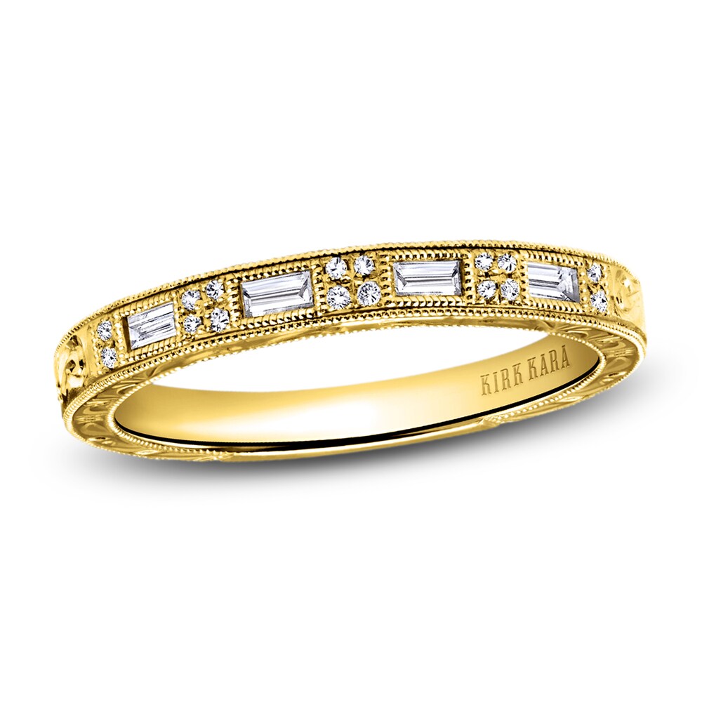 Kirk Kara Engraved Diamond Wedding Band 1/8 ct tw Baguette/Round 14K Yellow Gold o0zKqyDr