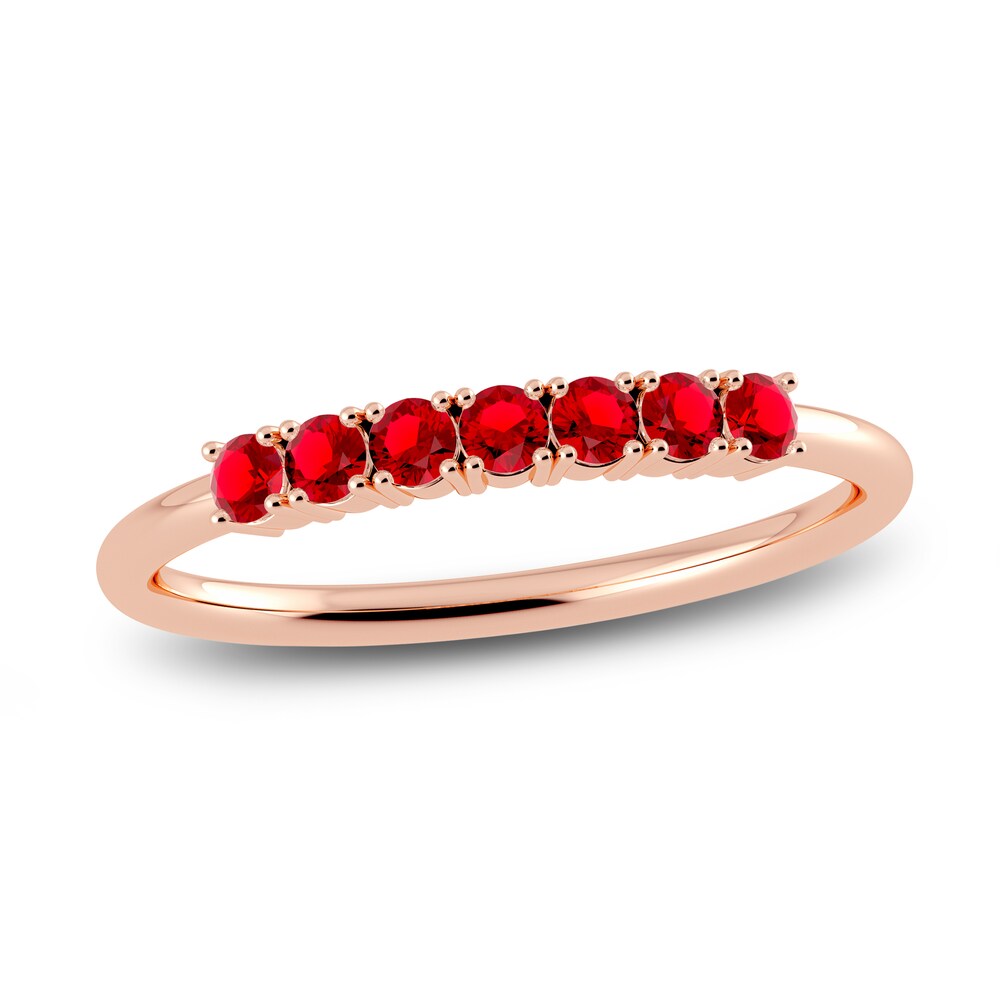 Juliette Maison Natural Ruby Half Eternity Ring 10K Rose Gold o7ZQKVWY