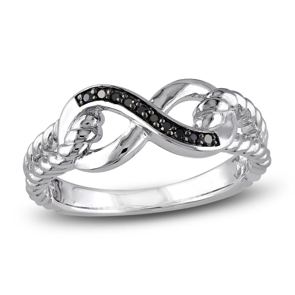 Black Diamond Infinity Ring 1/20 ct tw Round Sterling Silver o8FJMeS1