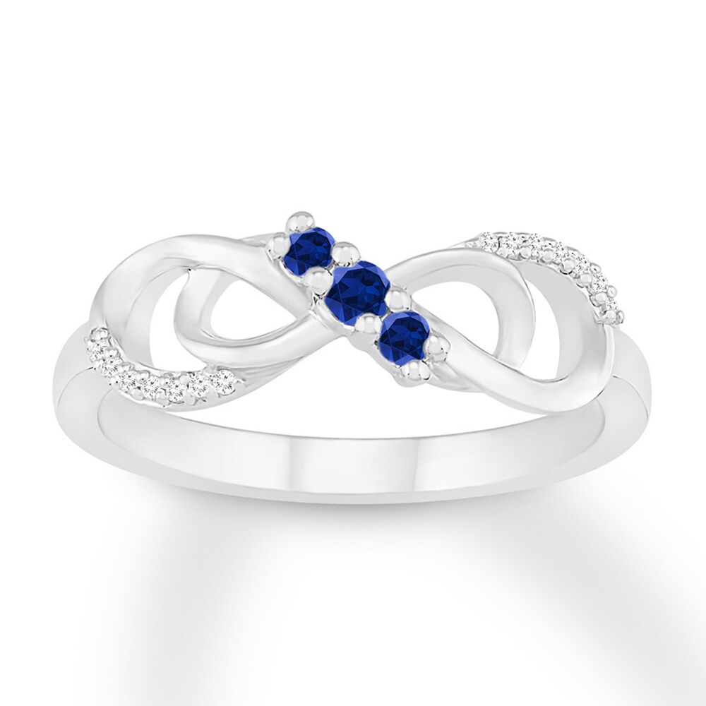 Lab-Created Sapphire & Diamond Infinity Ring Sterling Silver oKn4iJgO