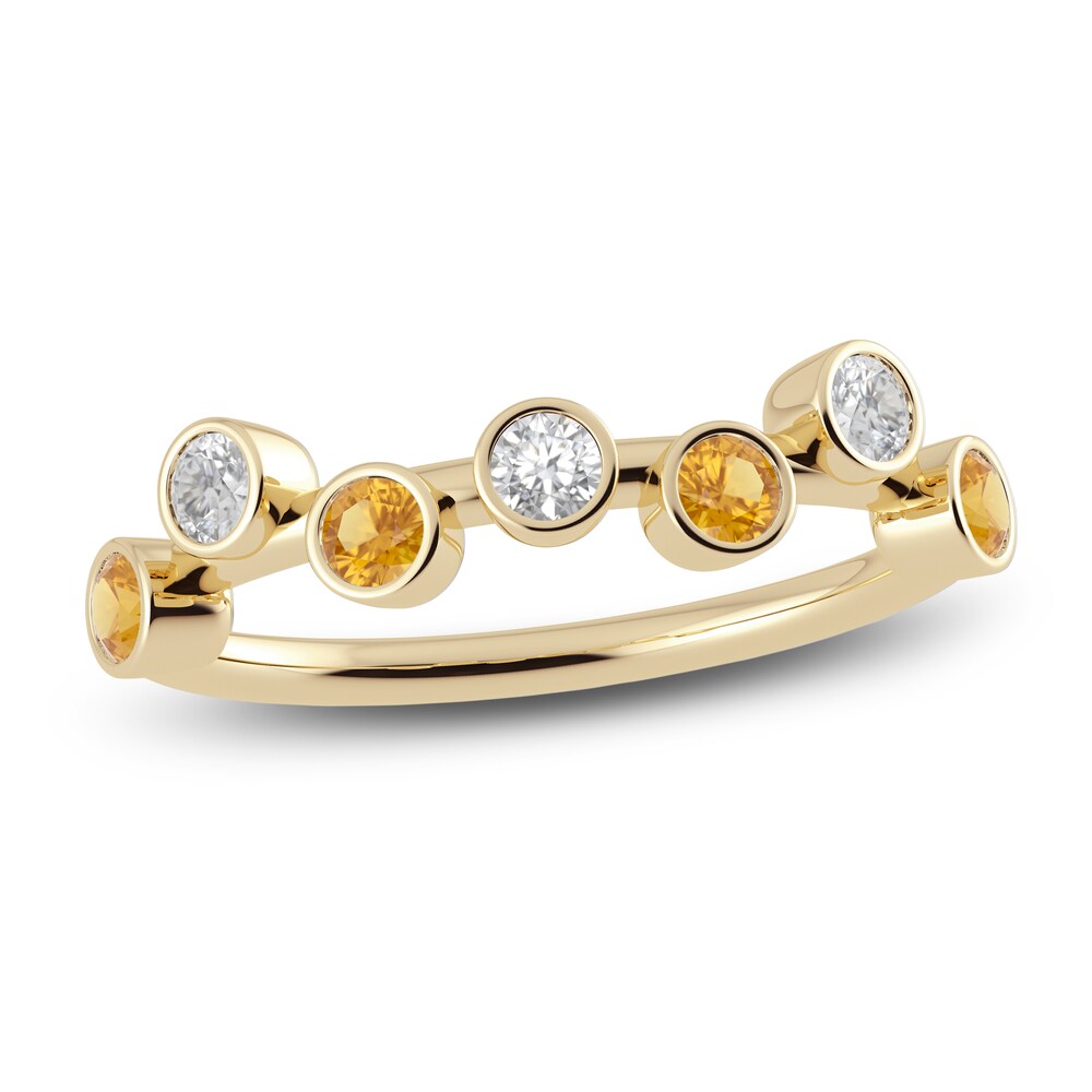 Juliette Maison Natural White Sapphire & Natural Citrine Ring 10K Yellow Gold oMEIourx