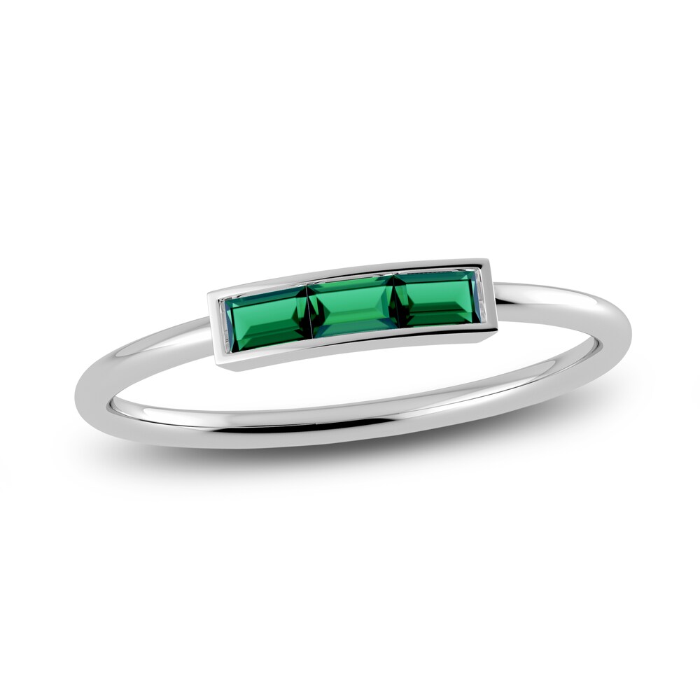 Juliette Maison Natural Emerald Baguette Bar Ring 10K White Gold oO0YgHNJ