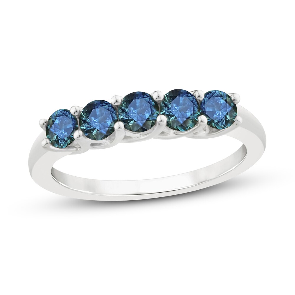 Montana Blue Natural Sapphire 5-Stone Ring 10K White Gold oPrPwqGF