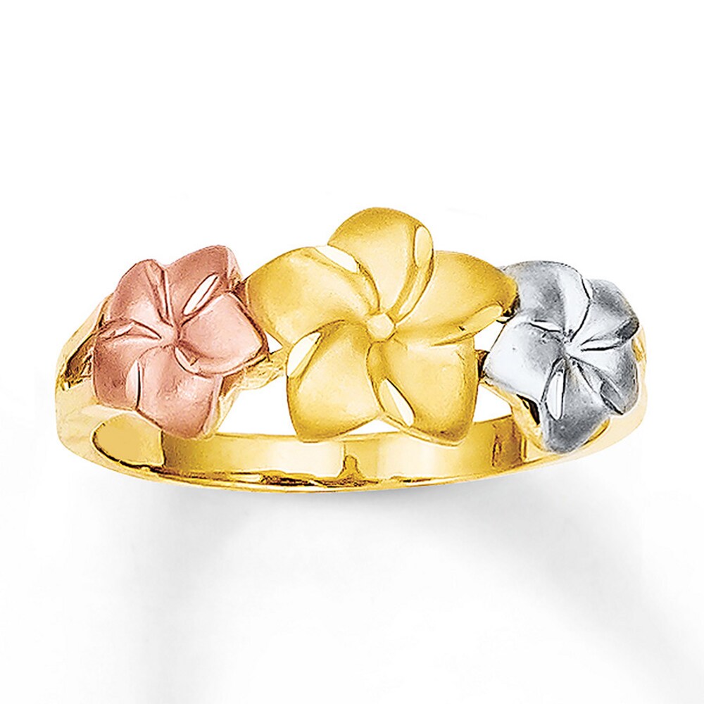 Plumeria Ring 14K Tri-Color Gold oWijE91U