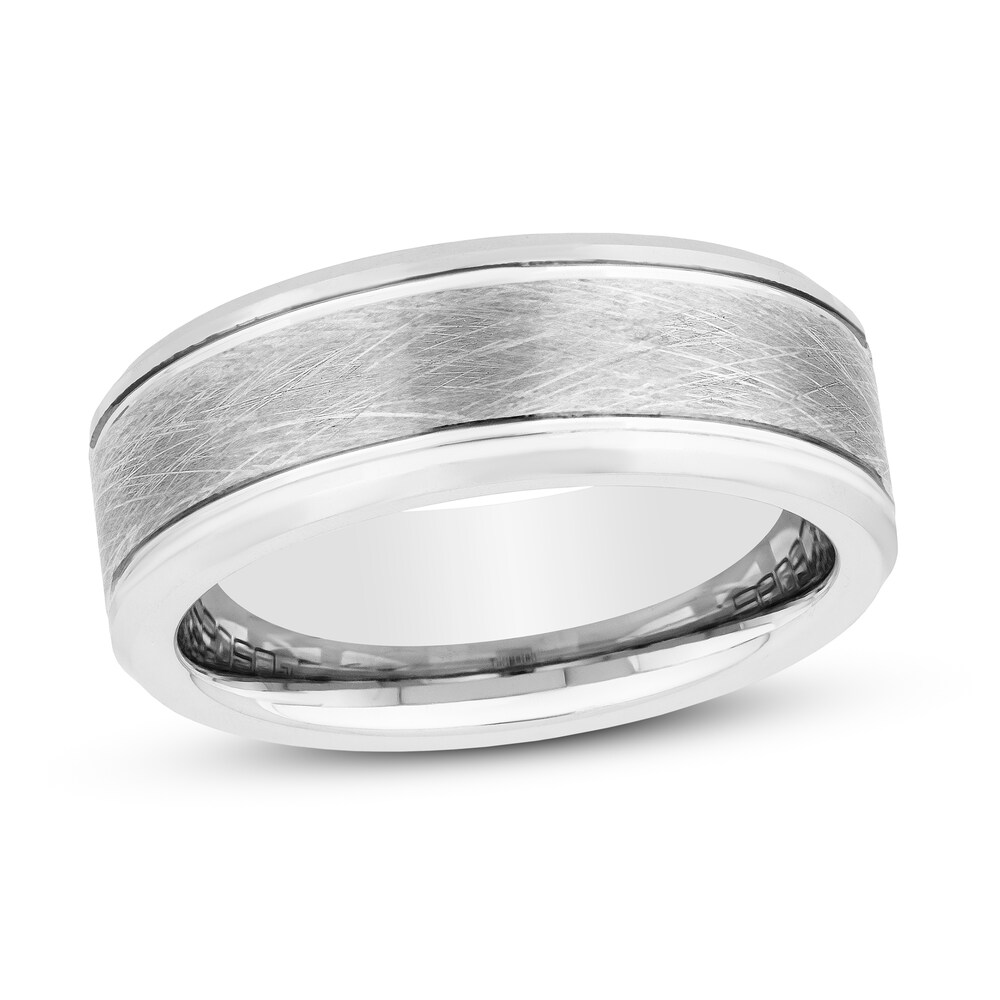 White Tungsten Carbide Wedding Band oWtzukYc