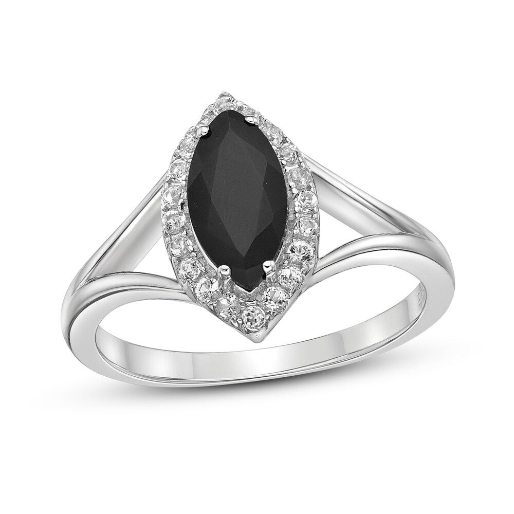 Natural Onyx & Natural White Topaz Ring Sterling Silver oXtDjYDY
