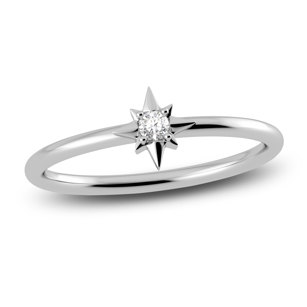 Juliette Maison Natural White Sapphire Starburst Ring 10K White Gold ofKfLaDZ