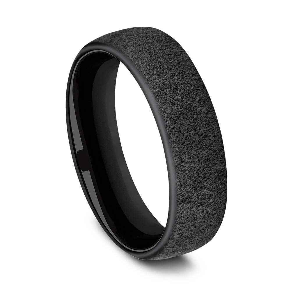 Textured Wedding Band Black Titanium 6.5mm oiQM9yOx