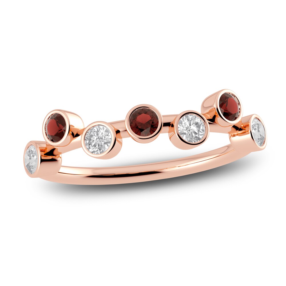 Juliette Maison Natural Garnet & Natural White Sapphire Ring 10K Rose Gold ooclLzM4